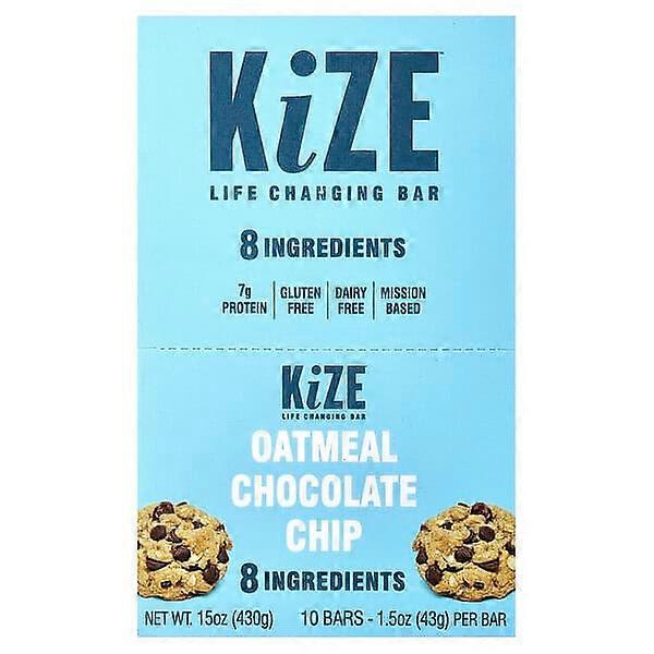 KiZE Life Changing Bar, avena con chispas de chocolate, 10 barras, 1.5 oz (43 g) cada una