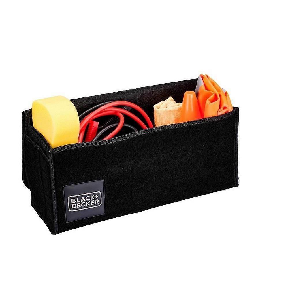 Car Trunk Organizer with Handle and Grip Tape 2 Compartments Durable Black