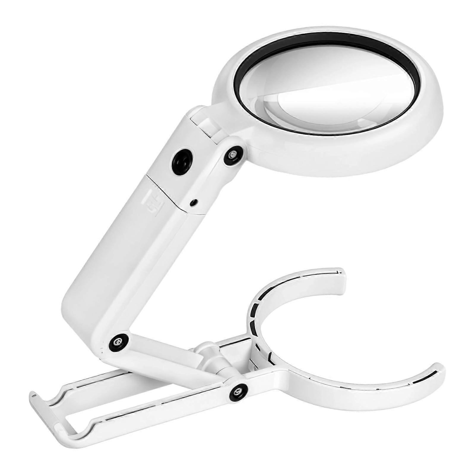 Rechargeable Led Magnifier With 11X And 5X Lenses, 8 LED Lights, Handheld And Desktop Stand For Stamps And Jewelry