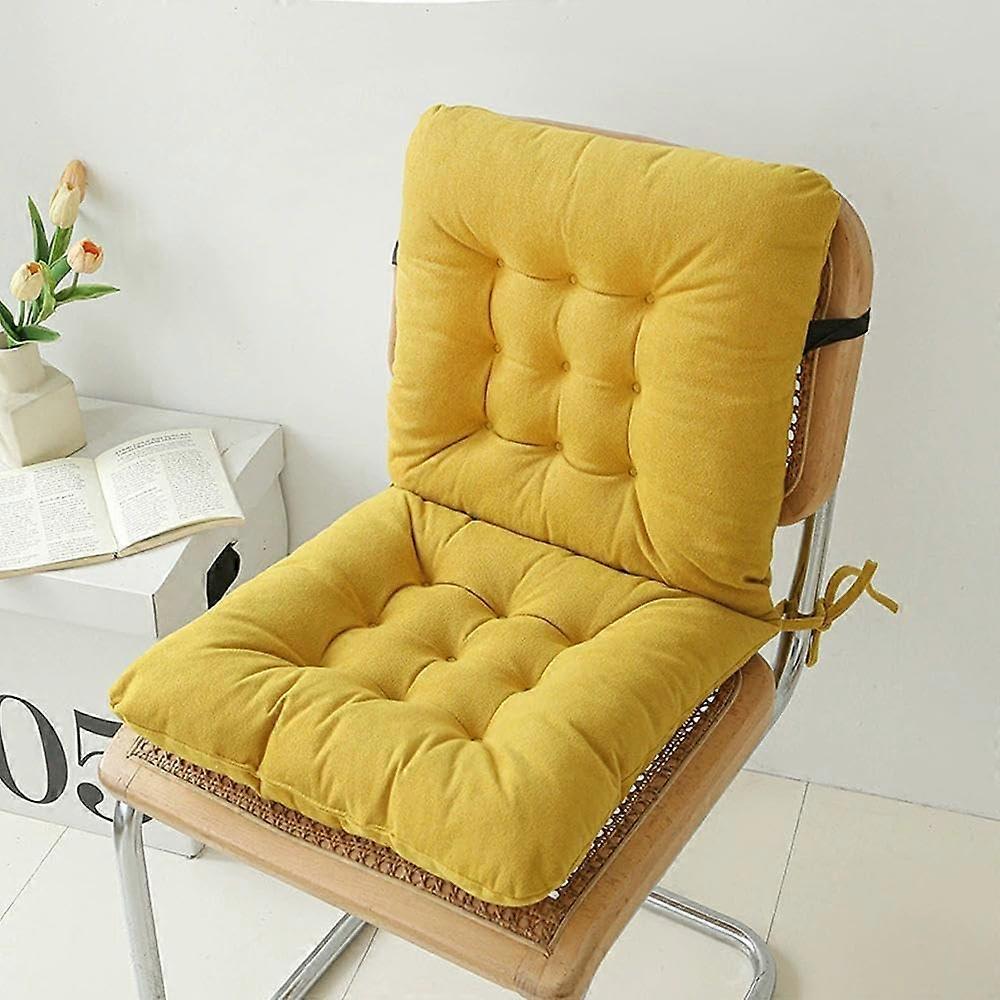 Desk Chair Cushion One Size Yellow NonSlip Back Support With Ties For Dorm Desk Dining Chair Floor Seating