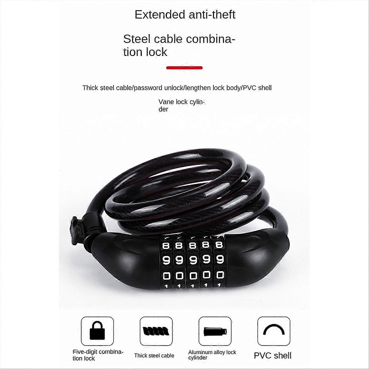 Bicycle Locks, Electric Bike Five-Digit Combination Locks, Blue