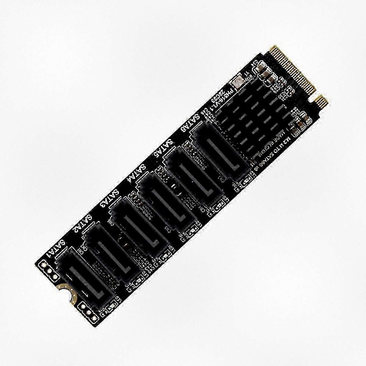 M.2 NVMe PCIe X4 X8 X16 to 6 Port SATA 3.0 Expansion Card with ASM1166 for Server PC Computer Chassis