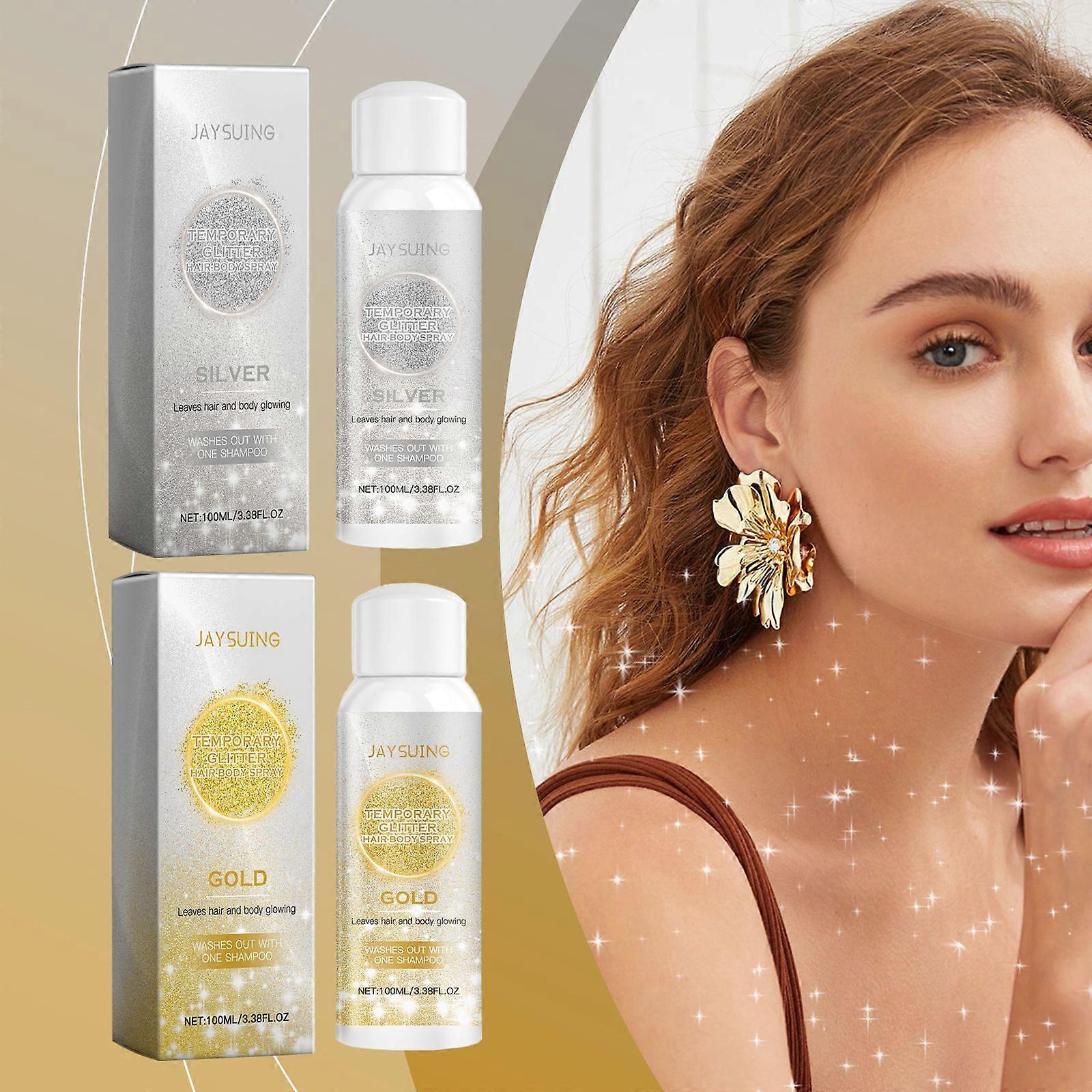 Jaysuing Gold And Silver Color Flash Spray Series Long Lasting Shiny Natural Three-Dimensional Body Highlight Shiny Spray