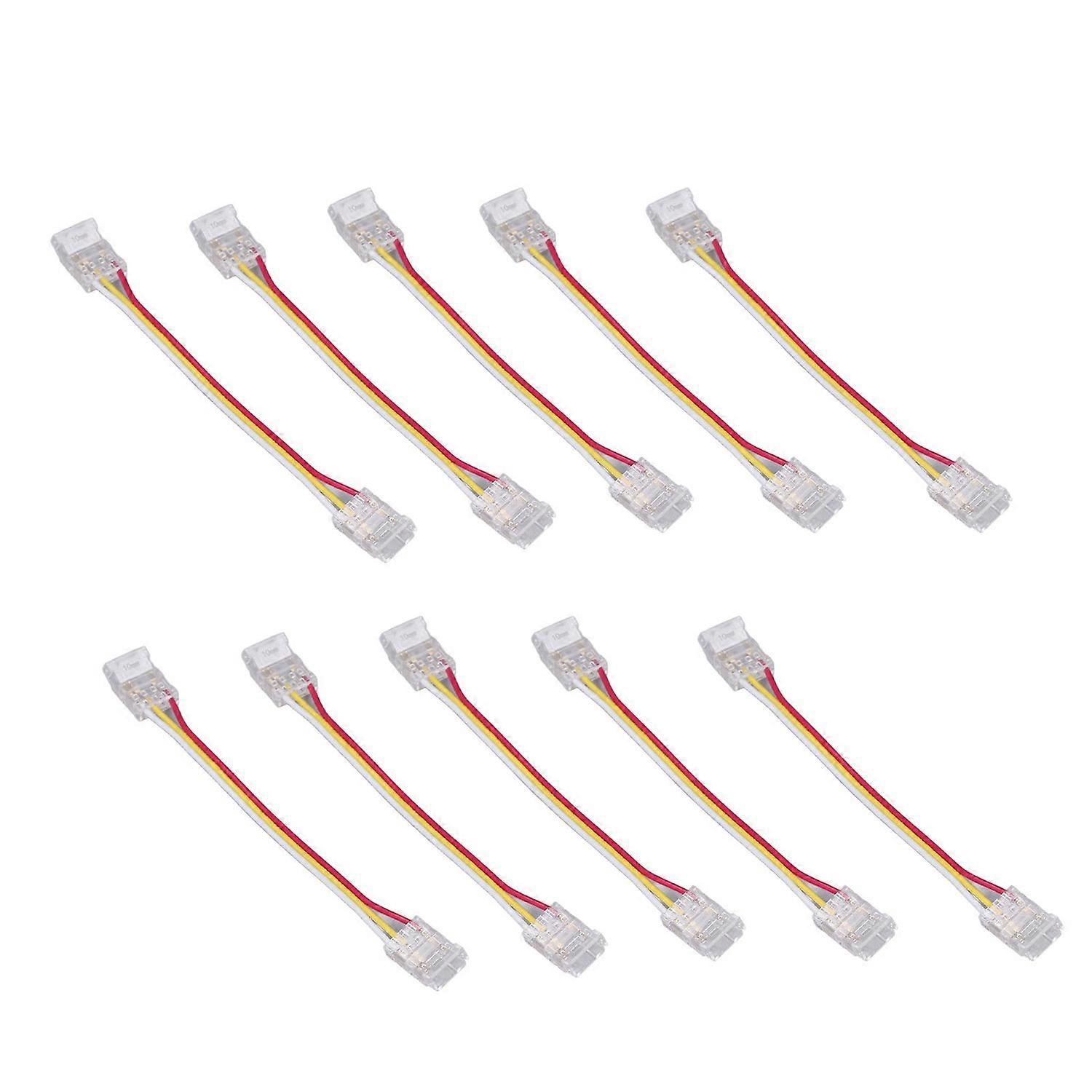 10pcs LED Strip Light Connector Kit 3Pin 10mm Quick Connection Strong Compatibility COB Light Strip 