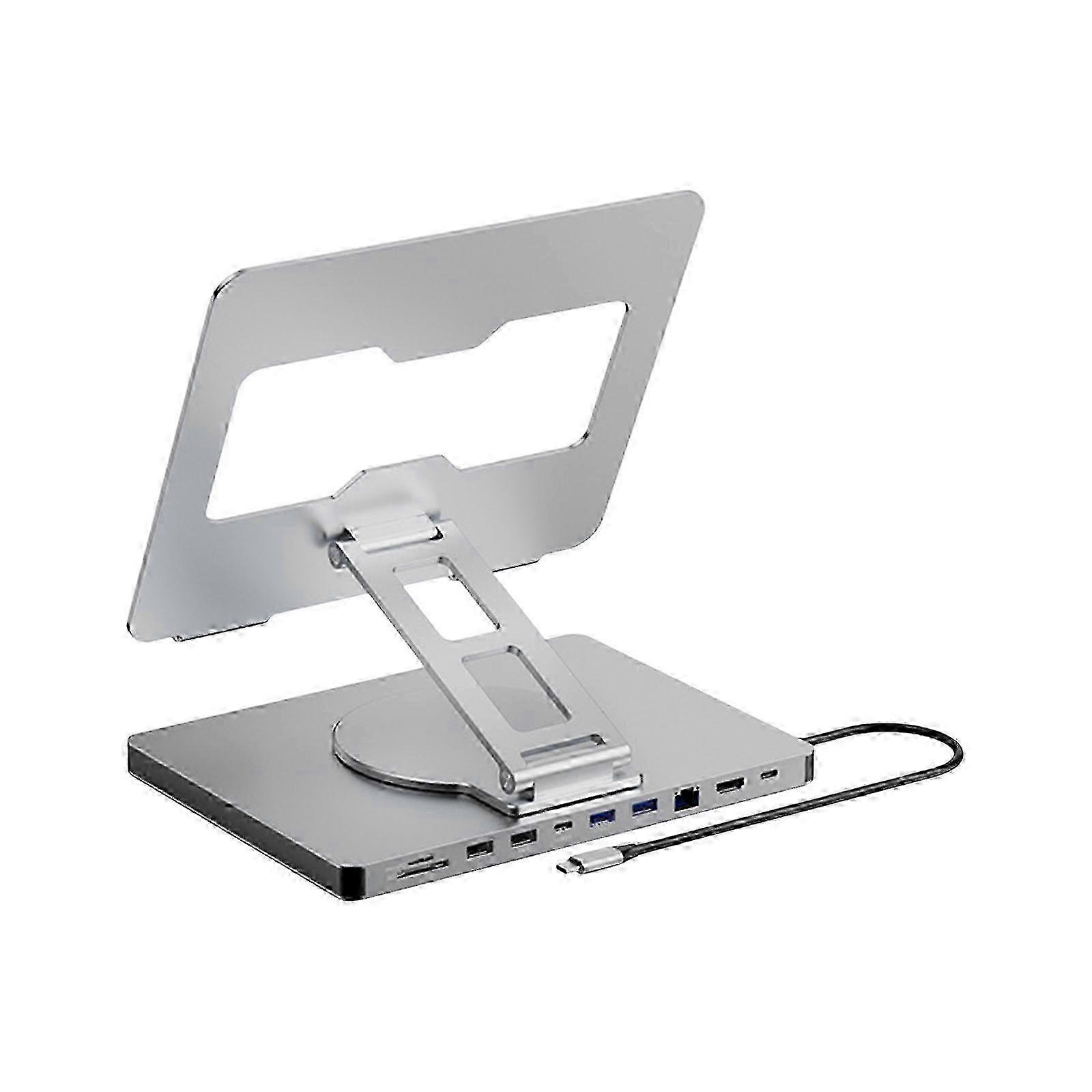 Laptop Stand Hub Featuring 10 Port and 360 Degree Rotation Notebook Holder for Business Traveler PD100W