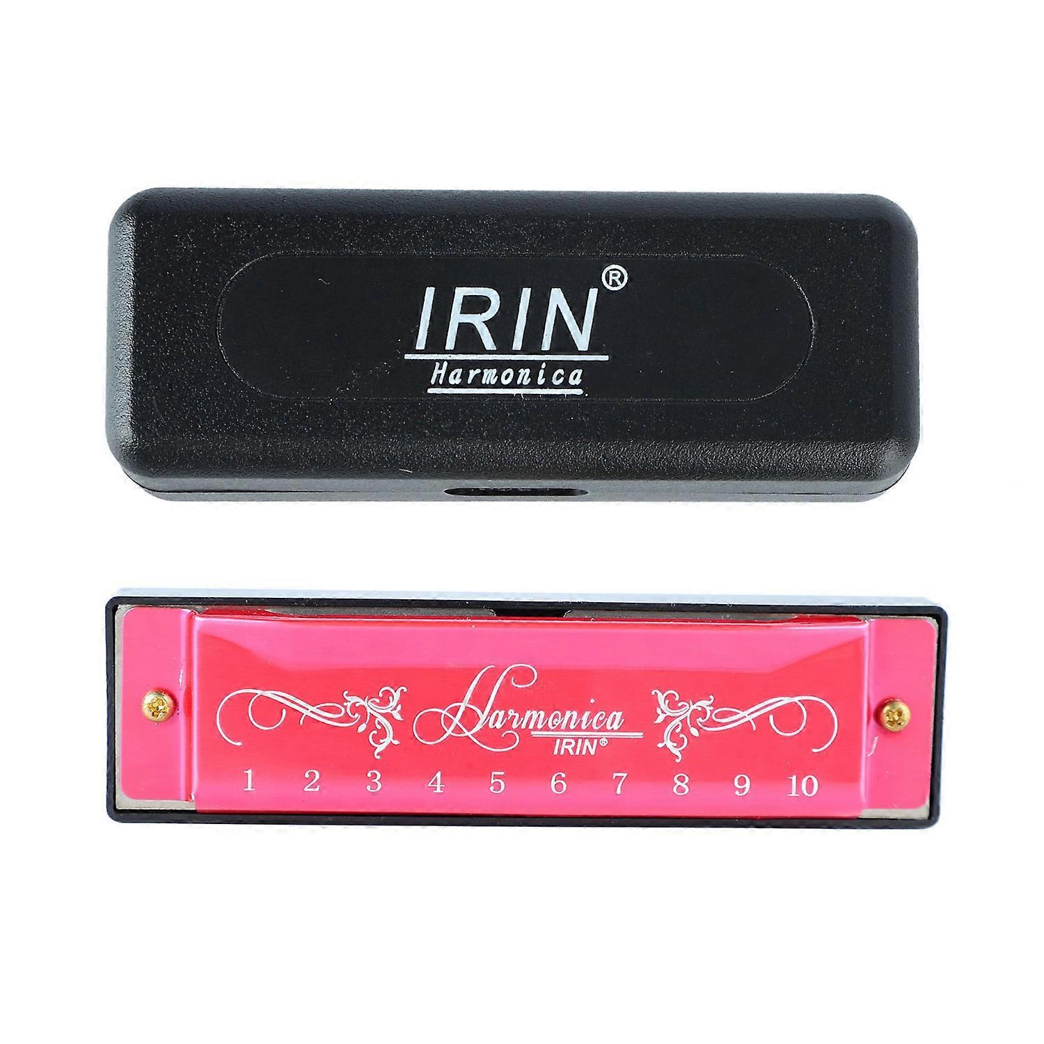 Harmonica 10 Hole 20 Tune C Key Professional Standard Mouth Organ with Case for Kid Beginner Rose Re