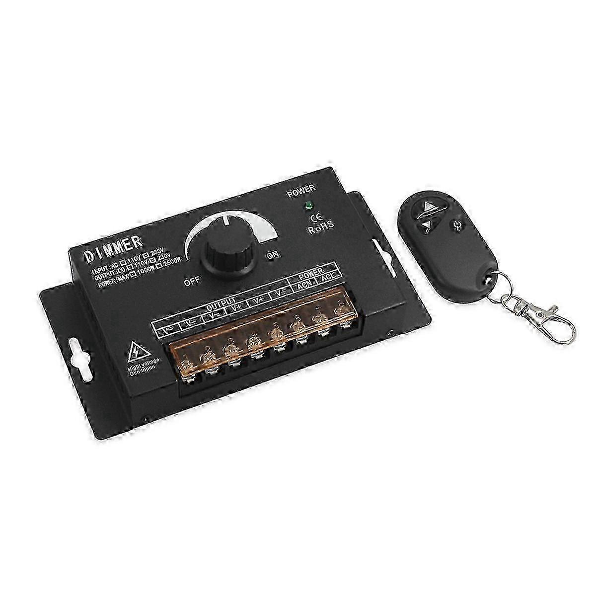 AC220V 2500W LED Dimmer Stepless Brightness ControllerBlack SZRH