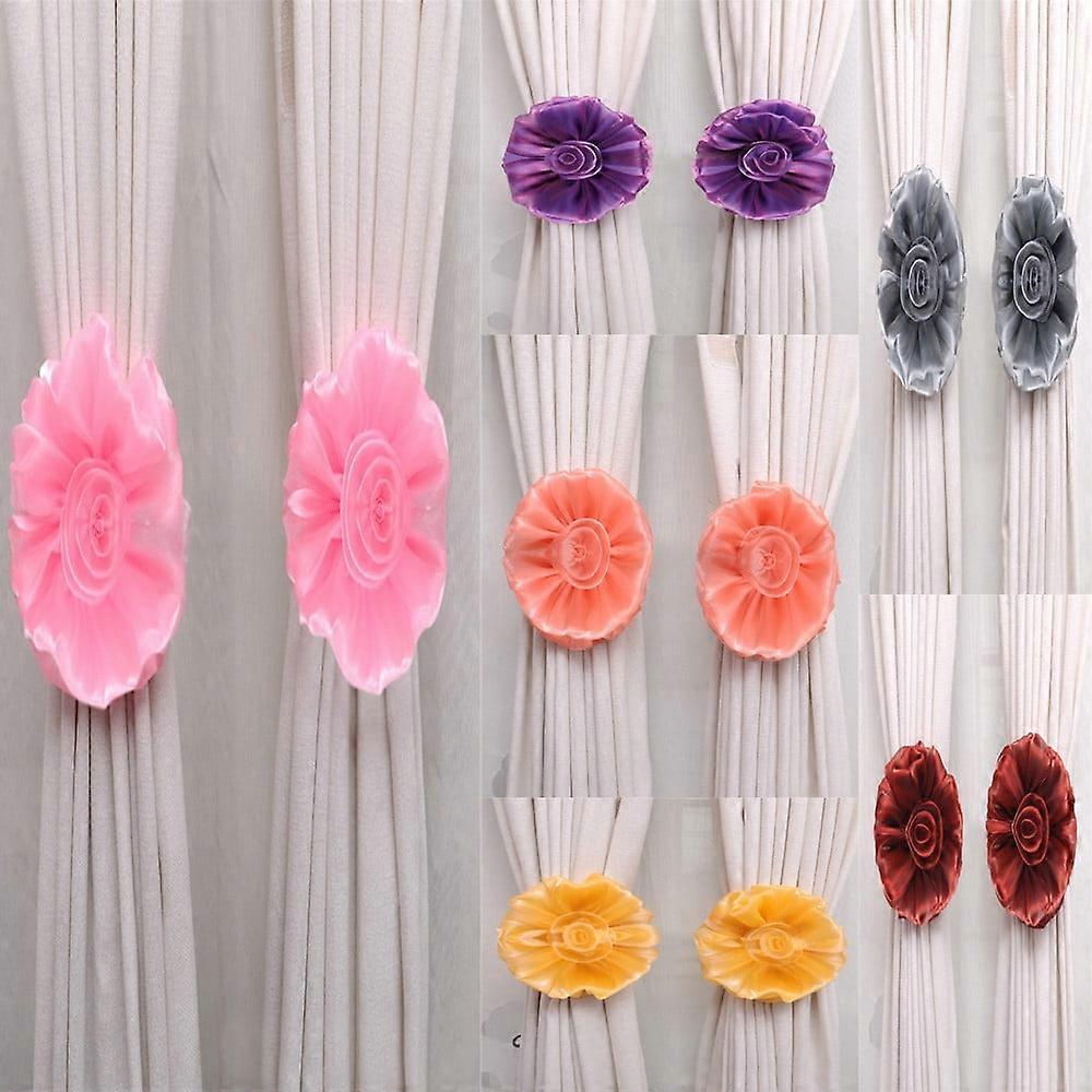 WinysinClip-On Flower Tie Backs / Holdbacks For Voile & Net Curtain Panels GY