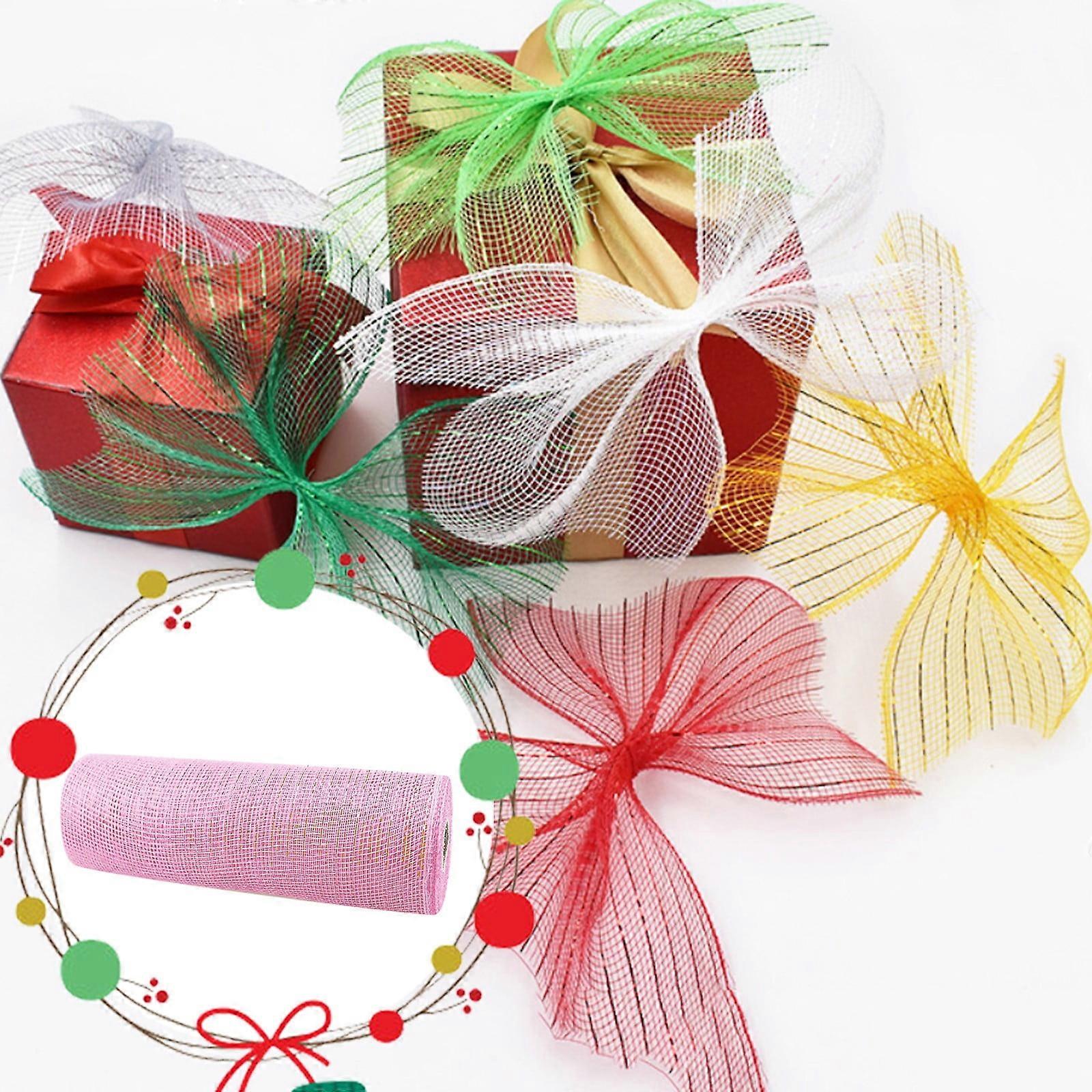 Home Decor Poly Mesh Ribbon With Metallic Foil Each Roll For Wreaths Swags Bows Wrapping And Decorating