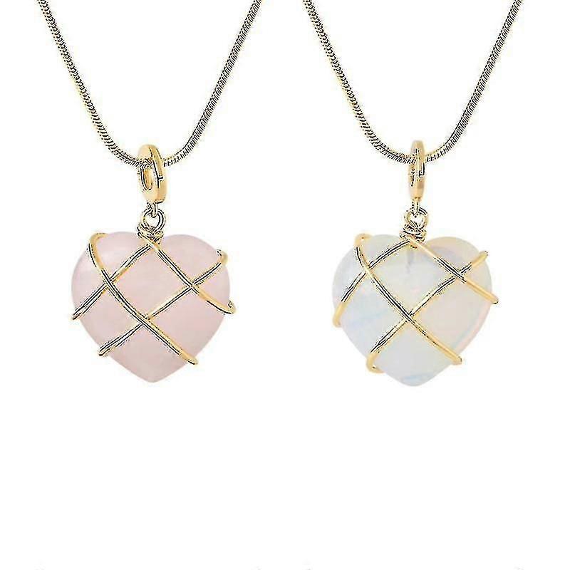 2PCS القلب كريستال قلادة مجوهرات لطيف حجر الولادة القلب قلادة الفتيات الماس قلعة قلادة
