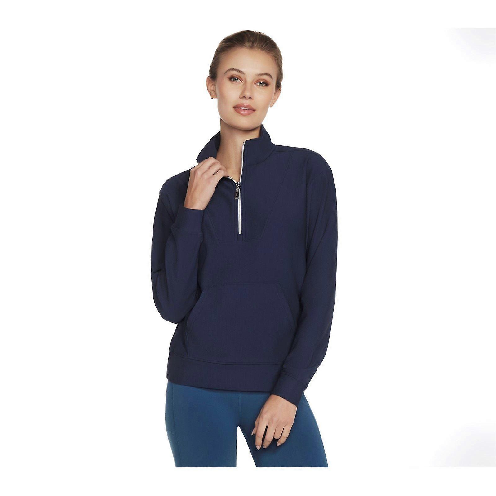 Skechers Performance GoLuxe Rib 1/4 Zip Polyester Women's Blue Pullover