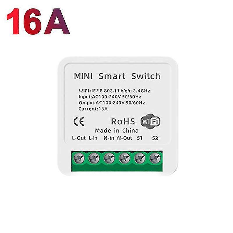 16a 10a Tuya Wifi Smart Switch LED Light Smart Life Push Module Diy támogatja a 2 utas alkalmazás hangtovábbító időzítőjét Alexa Google Home