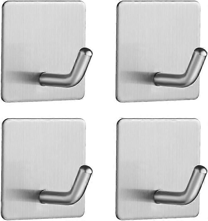 Self Adhesive Hooks, Stainless Steel Bathroom Hooks,  4 Pack