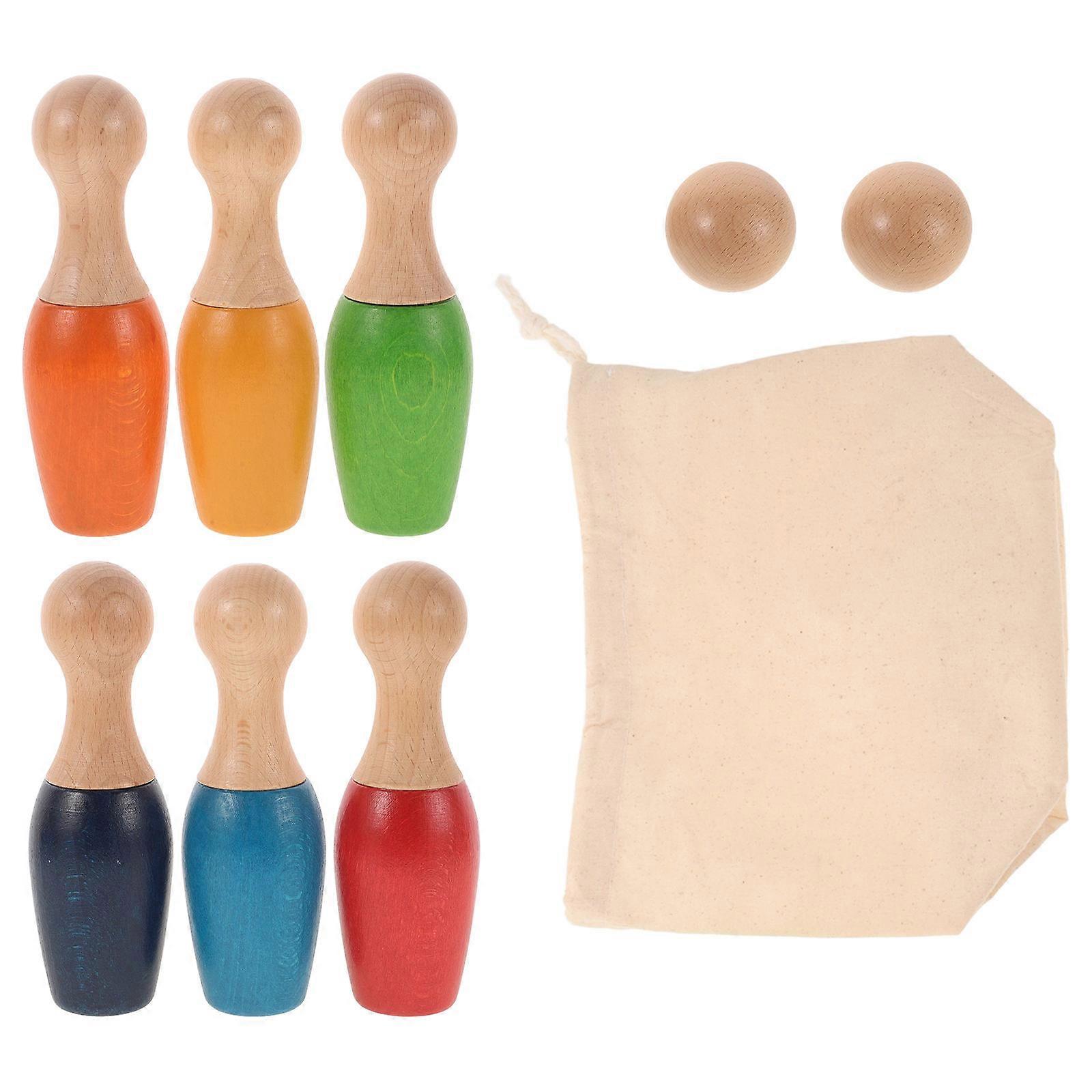 Wooden Bowling Set for Kids with Cognitive Development 1Set Toy