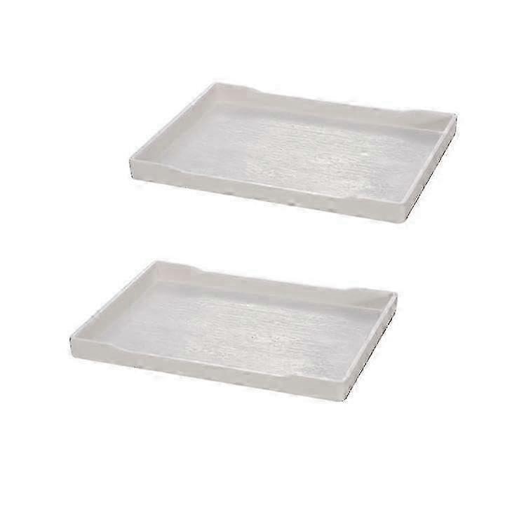 2 Pcs White Rectangular Melamine Serving Trays for Party 9.5 Inches