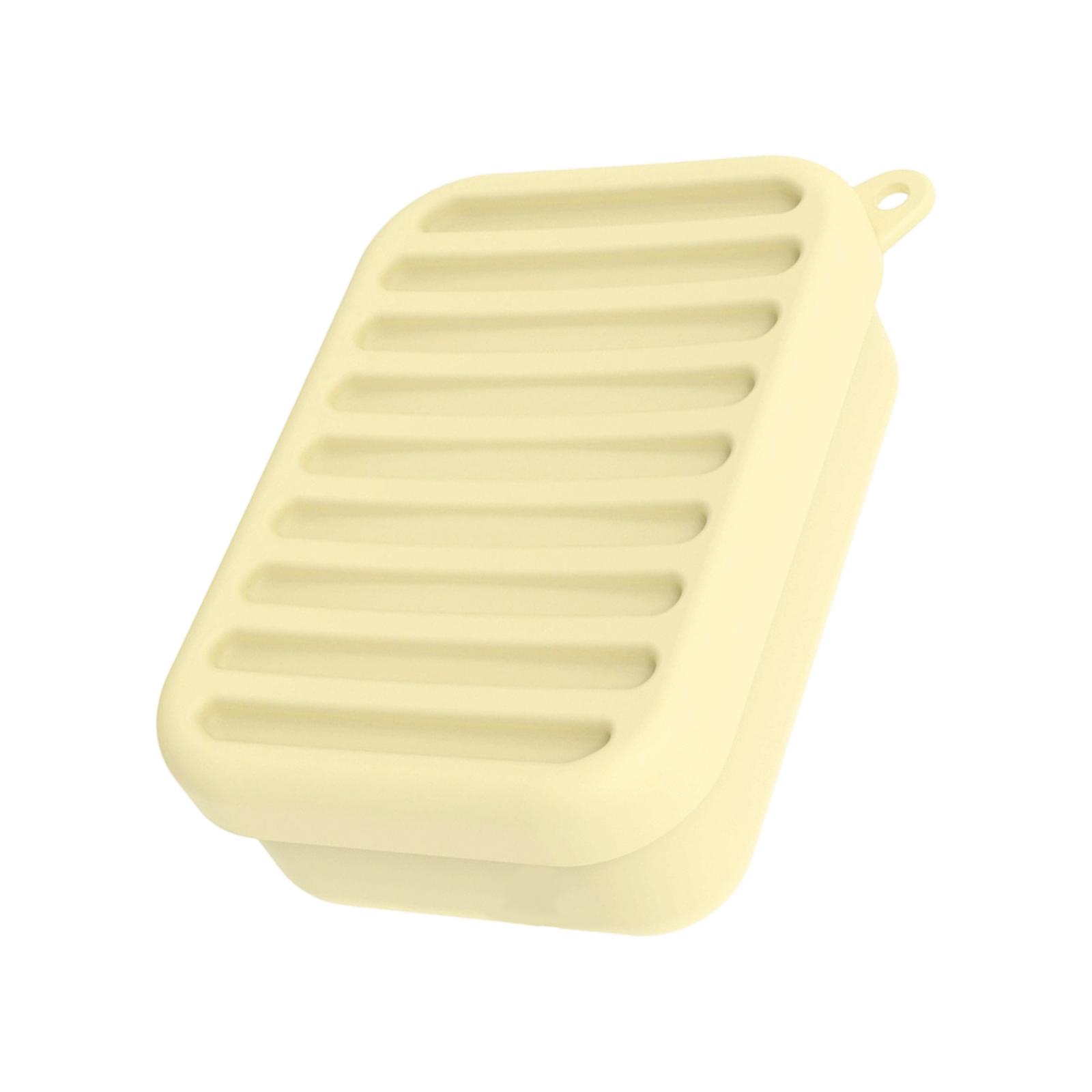 Silicone Soap Holder Storage Box With Leak Proof Lid and Drainage Layer For Bathroom Travel Storage Soap Organizers Case  Yellow