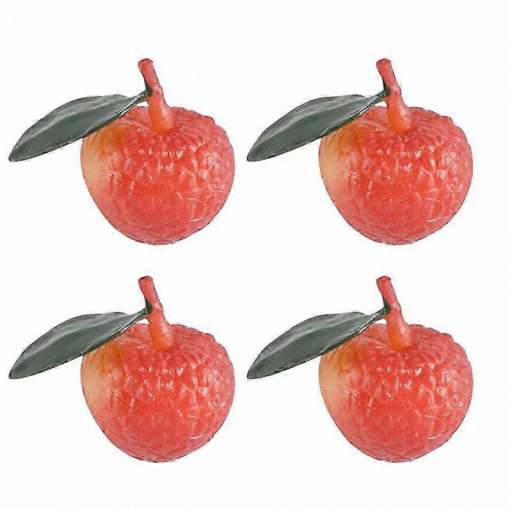 4 Pieces Lifelike Fake Lychee Simulation Fruit Models Artificial Litchi Decorative Fruits