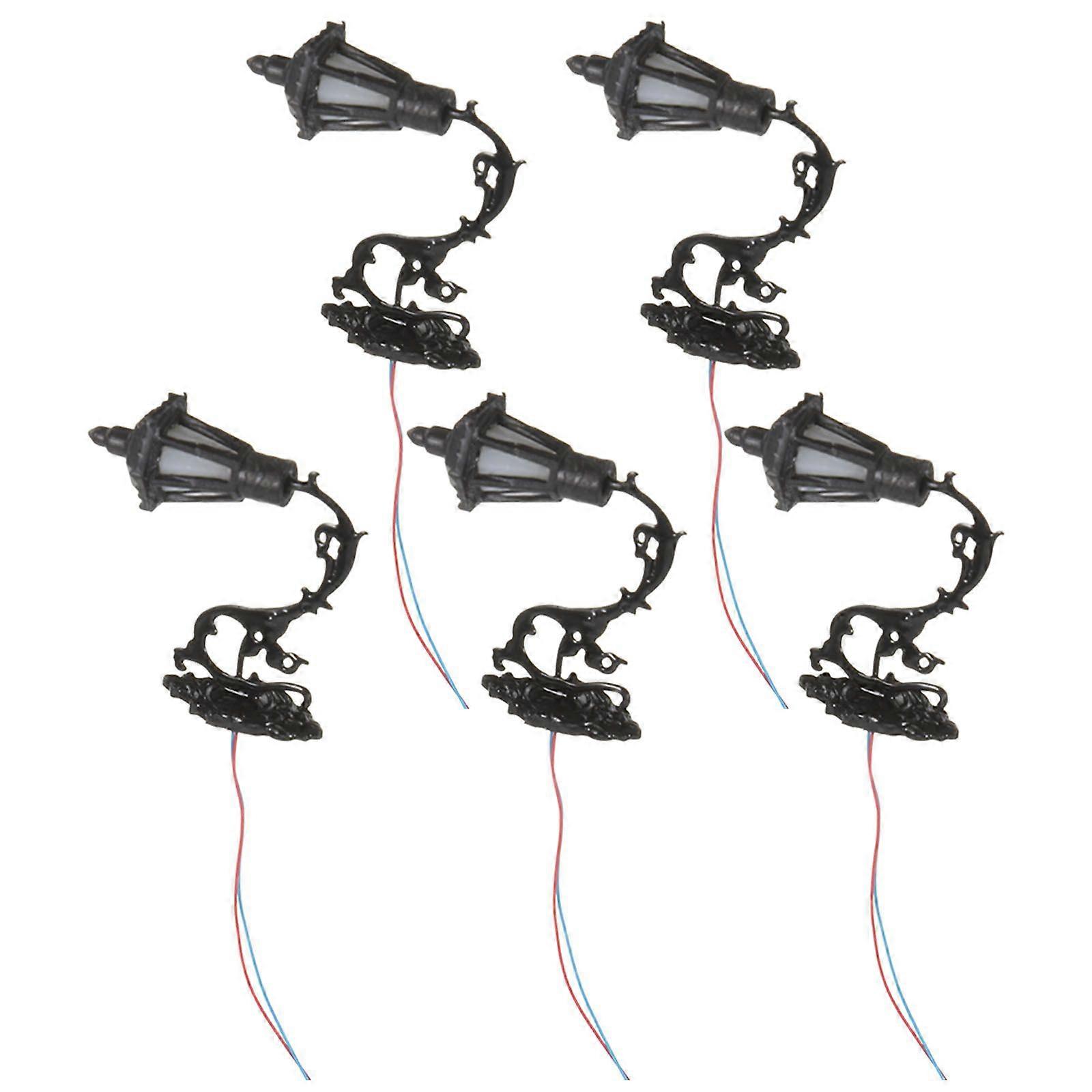 5pcs Miniature Wall Lamp Simulation Yard Wall Mounted Lamp Model Decorations