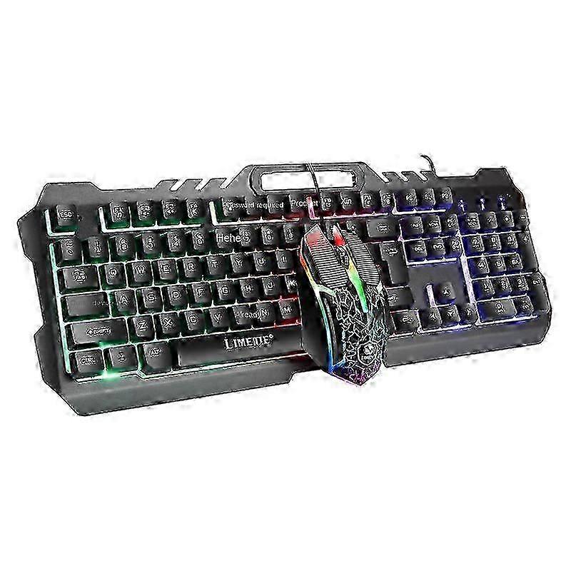 Gaming Keyboard, 104 Keys Gaming Keyboard and Mouse Combo with Rainbow Backlit Quiet Computer Keyboard, All-Metal Panel, Waterproof Light Up PC Keyboa