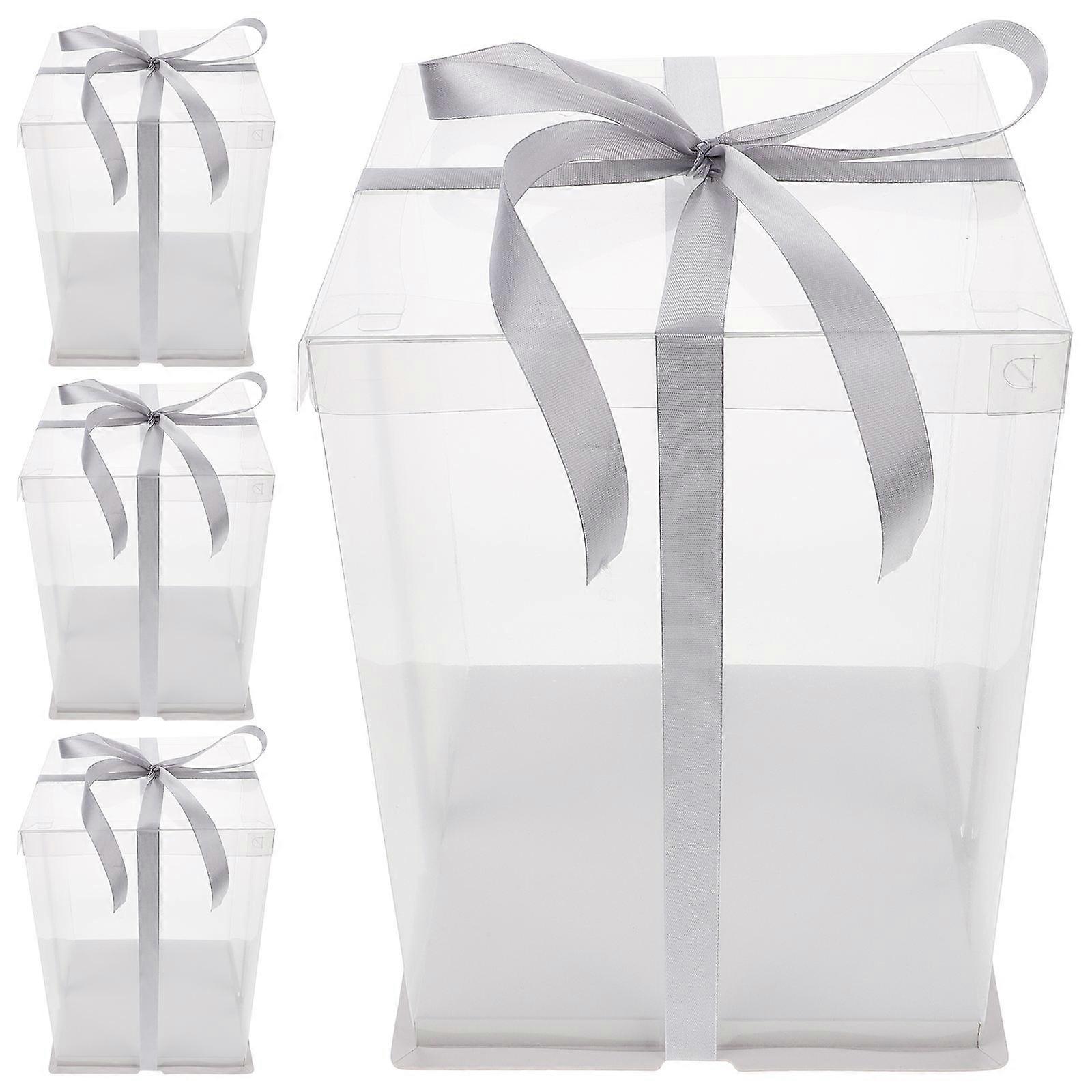 4 Pcs Transparent Cake Boxes Plastic Cake Carrier Birthday Cake Packing Container