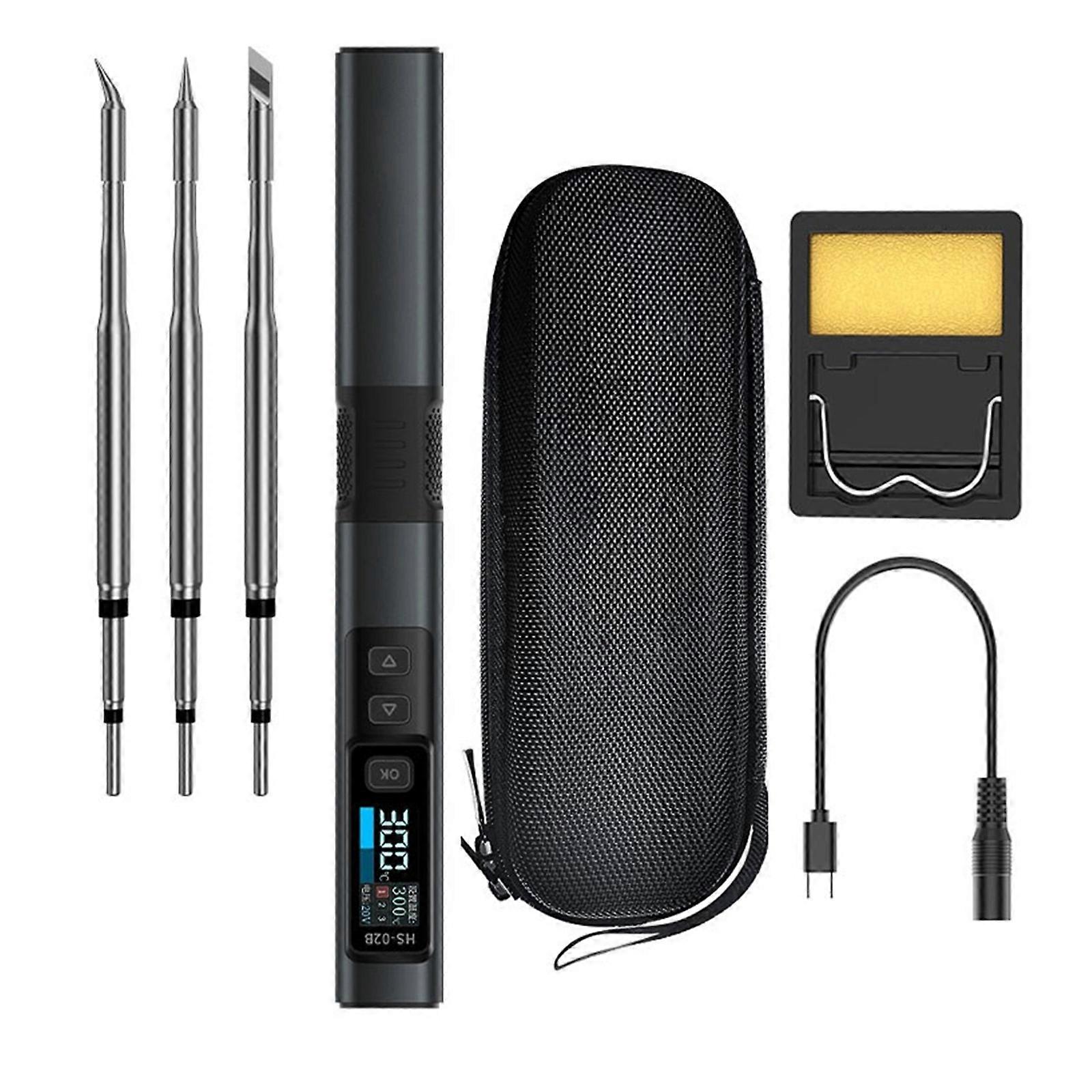 HS-02 Smart Electric Soldering Iron PD100W 0.96" Screen Adjust Constant Temperature Soldering Station Kit Multicolor