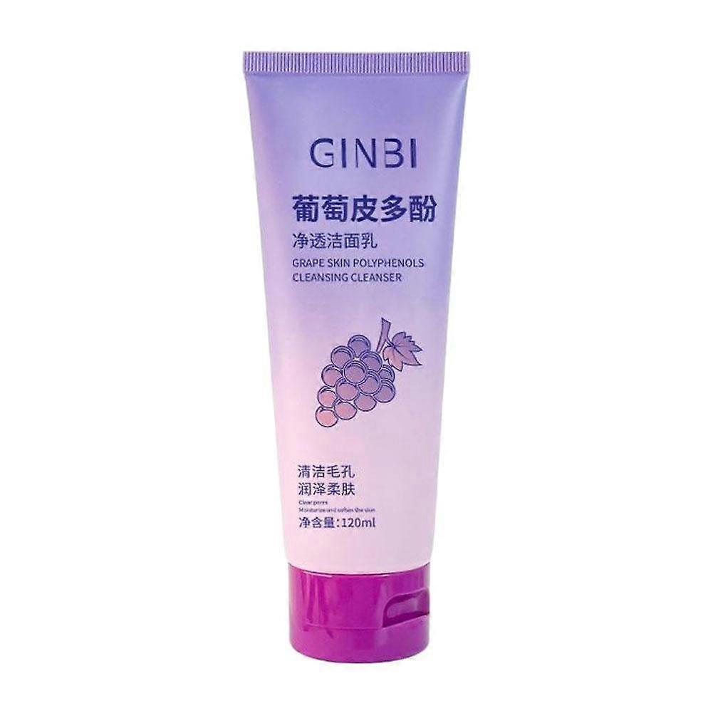 Grape Skin Polyphenols Facial Cleanser 120ml Deep Cleansing Purifying Pores Exfoliating Grape Extract Hydrating All Skin Types Brightening Dull Skin