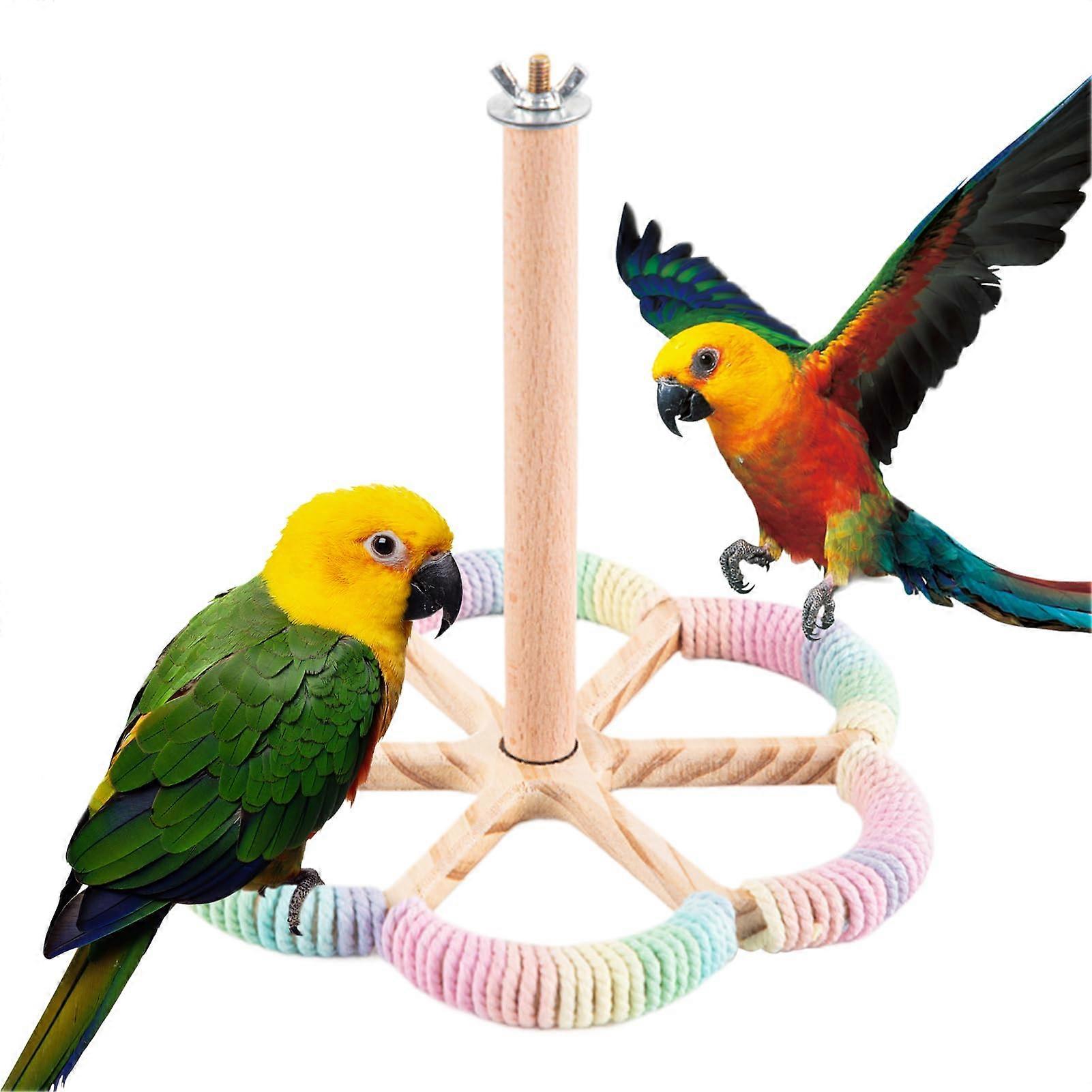 Bird Perch Rotating Stand Swing Toy for Small Medium Parrots Parakeets Canaries Cage