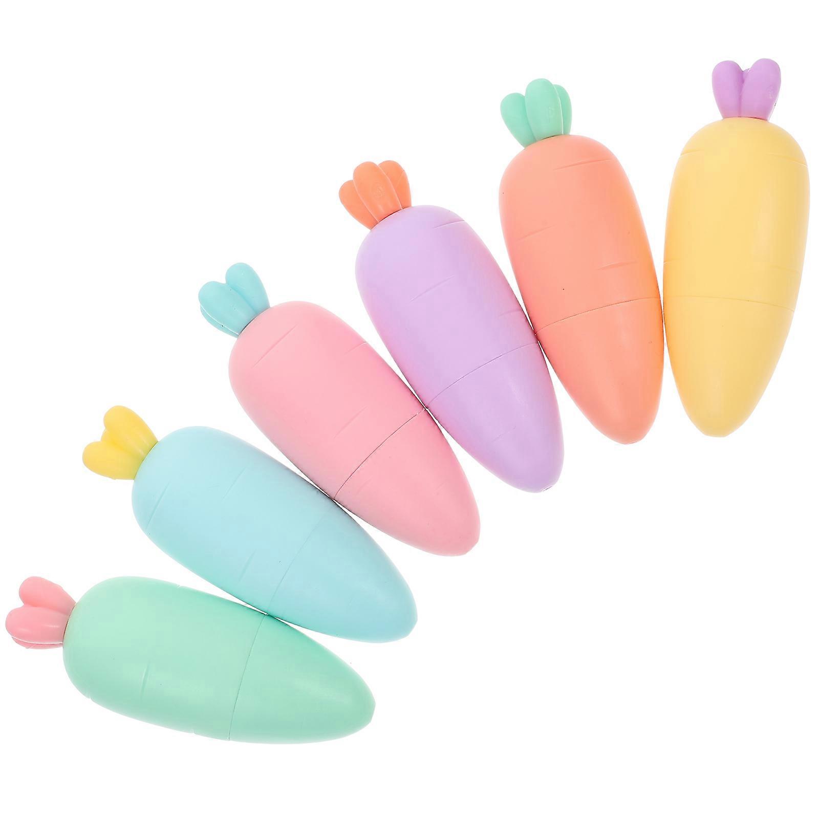 Creative Highlighters Water Based Inks Cute Design Ergonomic 6Pcs For Students
