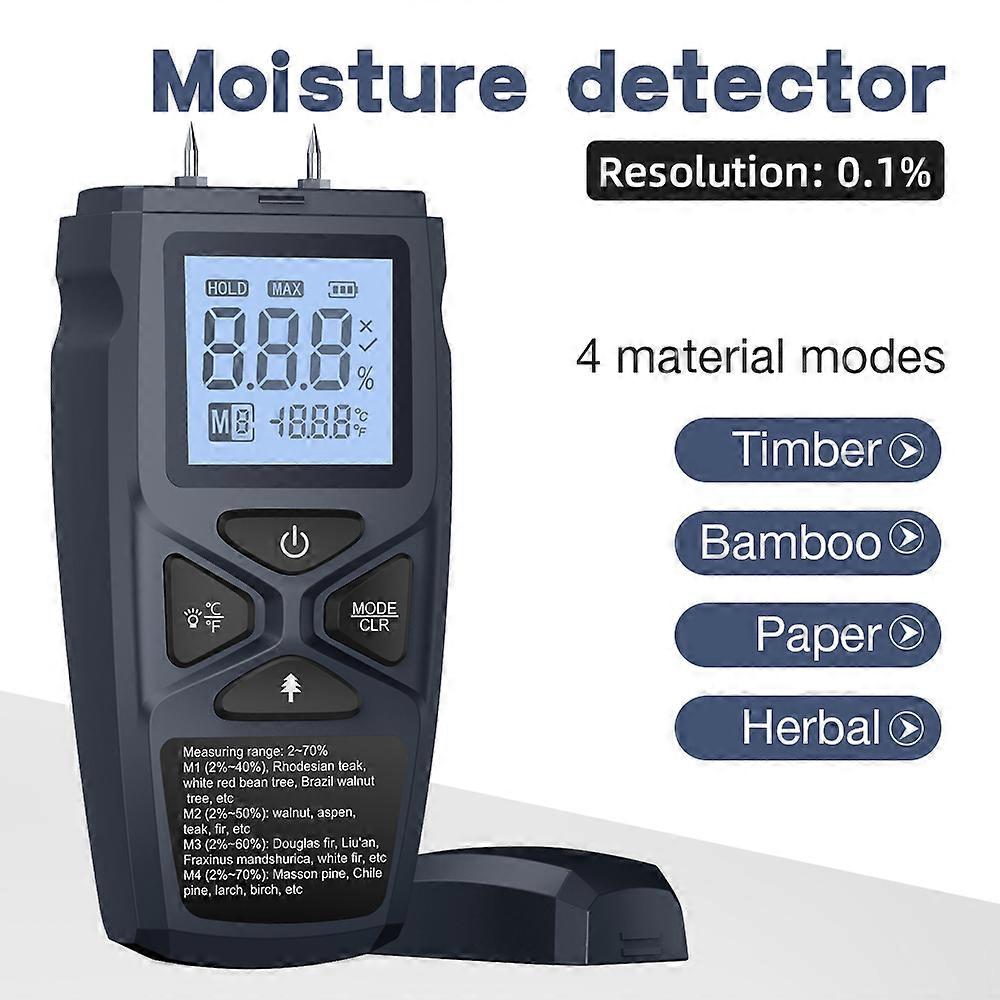 Two-pin Digital LCD Wood Moisture Meter Humidity Tester Thermohygrometer Moisture Testing Tool for Wood Floor Paper Thermometer