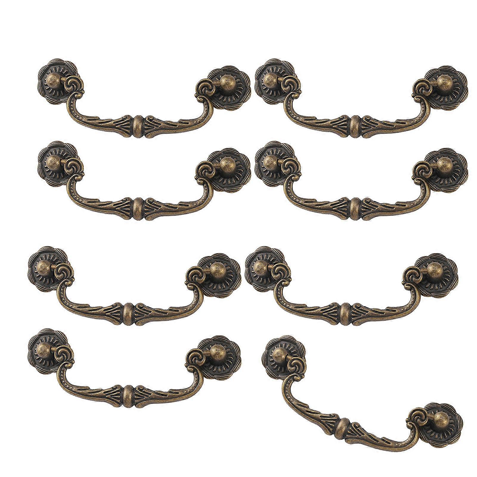 Traditional Chinese Bronze Handles 86mm Hole Center Ergonomic Shape Comfortable Hold Suitable for Multiple Room Use  8pcs