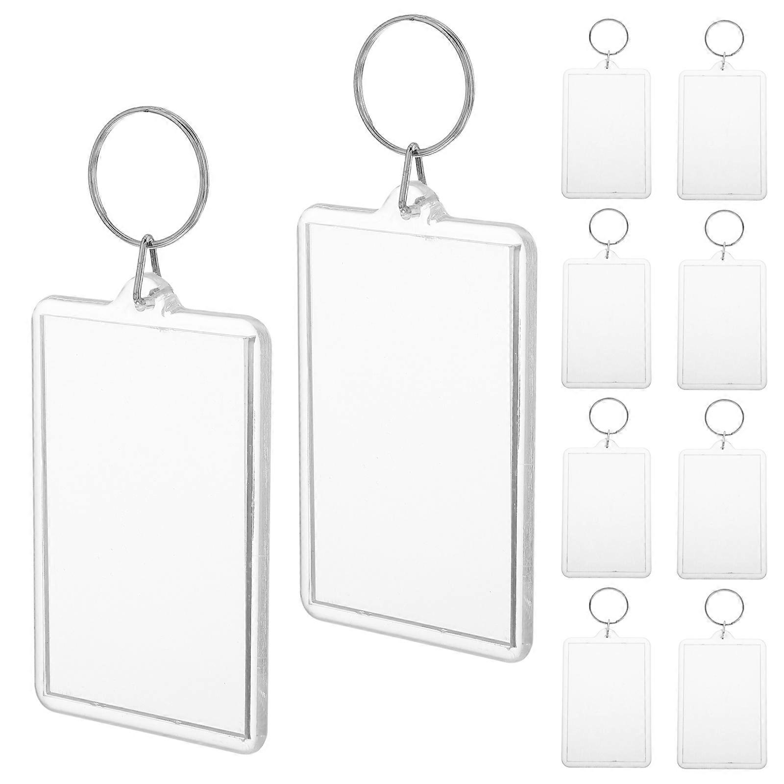 Plastic Photo Frame Keychain for DIY 50Pcs Clear Picture Insert Holders