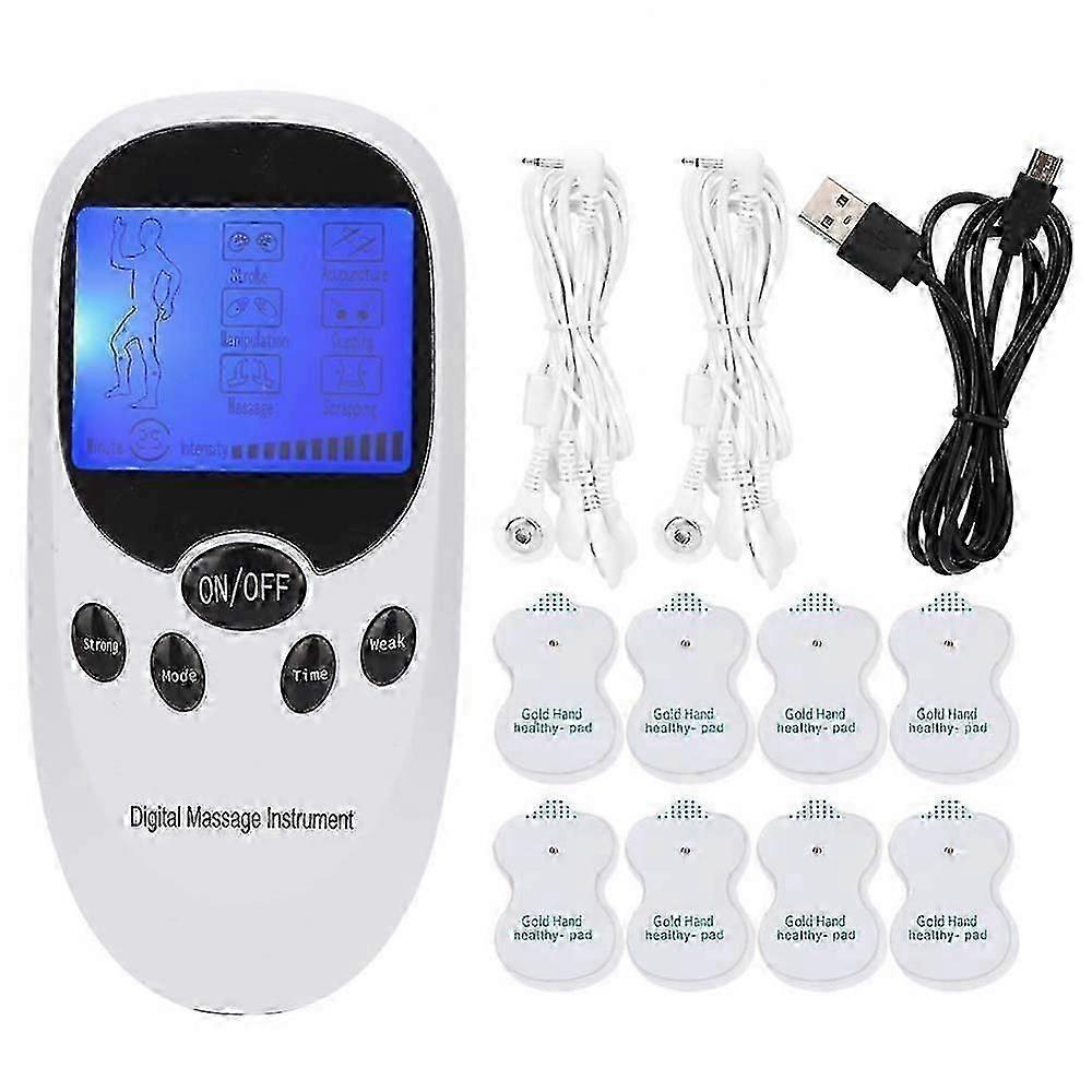 Pain therapy device, 2 channels TENS stimulation current device with 8 electrode pads
