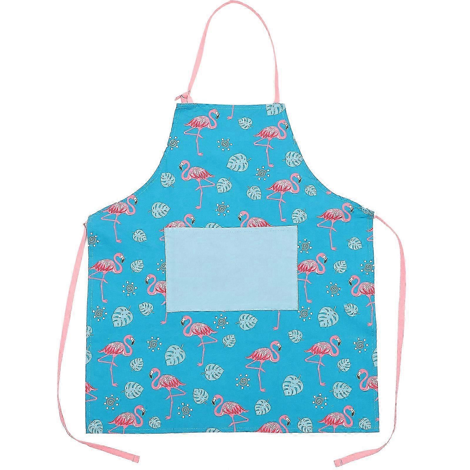 Kitchen Apron Flamingo Printed Apron Adjustable Polyester Apron For Cooking Grilling