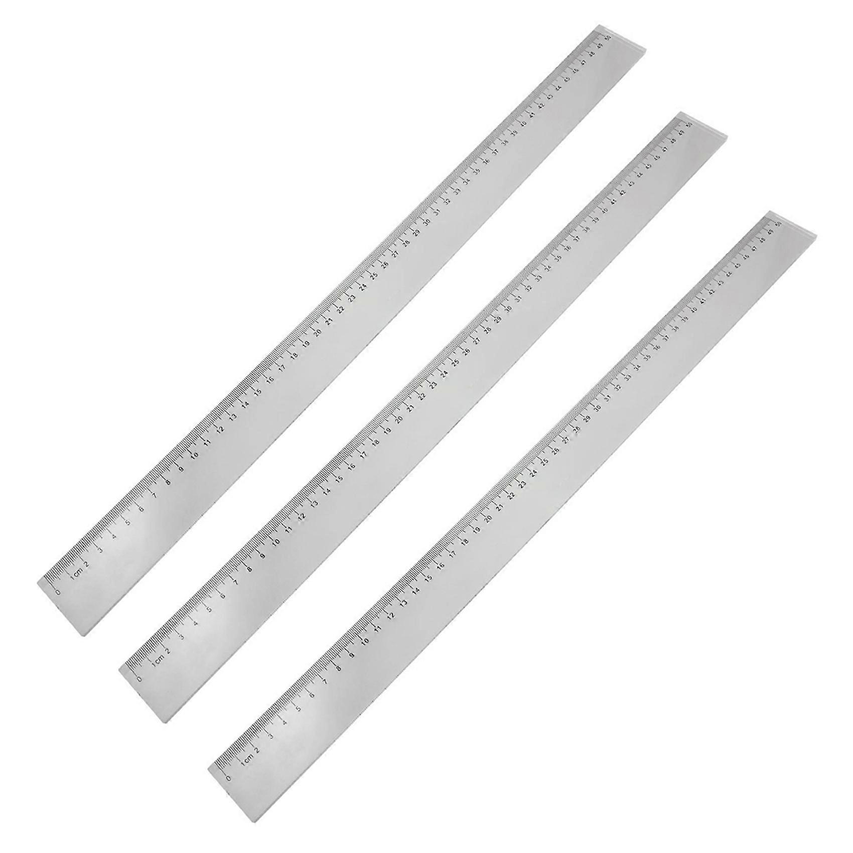 3pcs 50cm Clear Plastic Measuring Long Straight Centimeter Ruler
