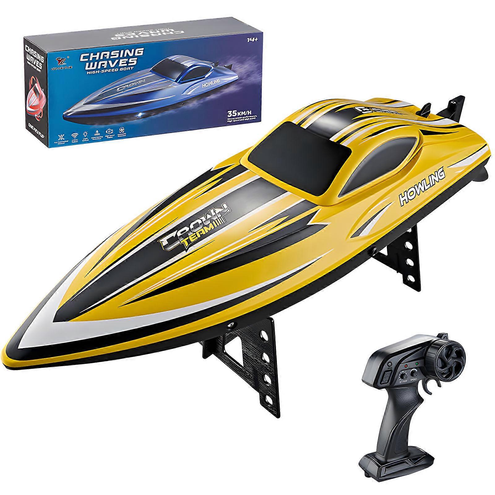 Childrens Remote Controlled Powerboat Low Power Security Stable Drifting Execution  Yellow