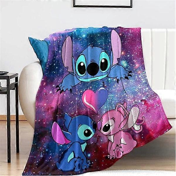 Lilo & Stitch Cartoon Printed Blanket Soft Warm Fleece Flannel Blanket Bed Sofa Car Blanket Birthday Stitch Fan Gifts E 130x150cm