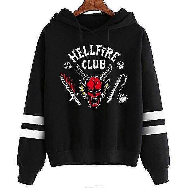 Moletom com Capuz Hellfire Club Stranger Things, Corte Solto, Unissex, Jaqueta com Capuz, Pulôver Infantil