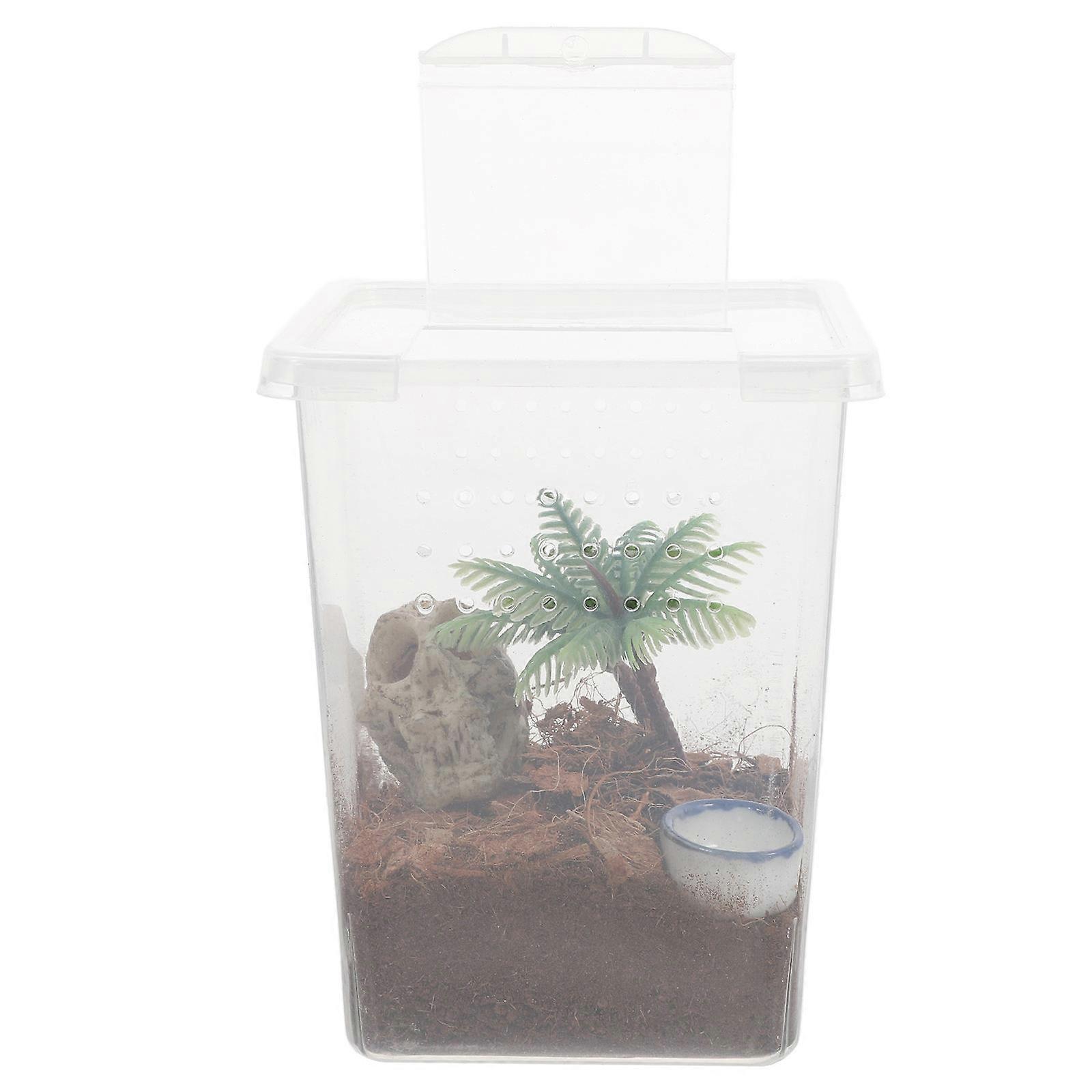 Transparent Reptile Breeding Box Plastic Spider Pet Box for Home Use 1Set