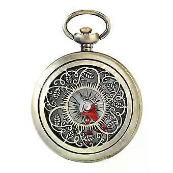 Taskukompassi, ontto taskukompassi Vintage Steampunk taskukompassi koristeellisella tyylikkäällä kaulakoruketjulla miehille ja naisille, 5,5 * 4,6 * 1,3 cm, kuten kuvassa näkyy