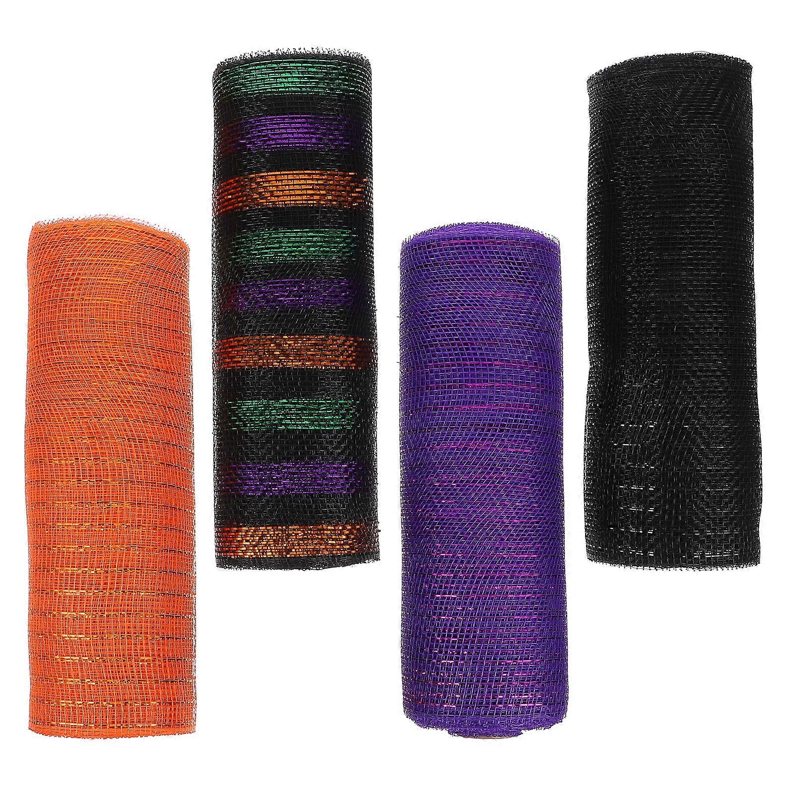 Mesh Ribbon Halloween Mesh Ribbon for Wreaths 4 Rolls for Decor