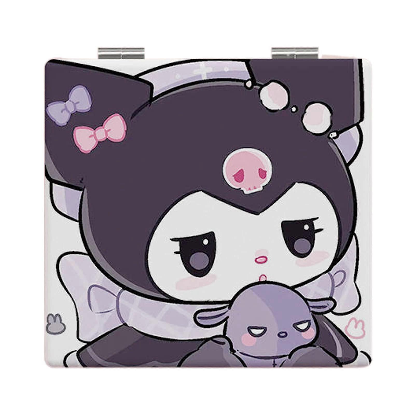 Compact Travel Mirror with 1x 2x Dual Magnification Foldable Anime Print Portable Makeup Mirror