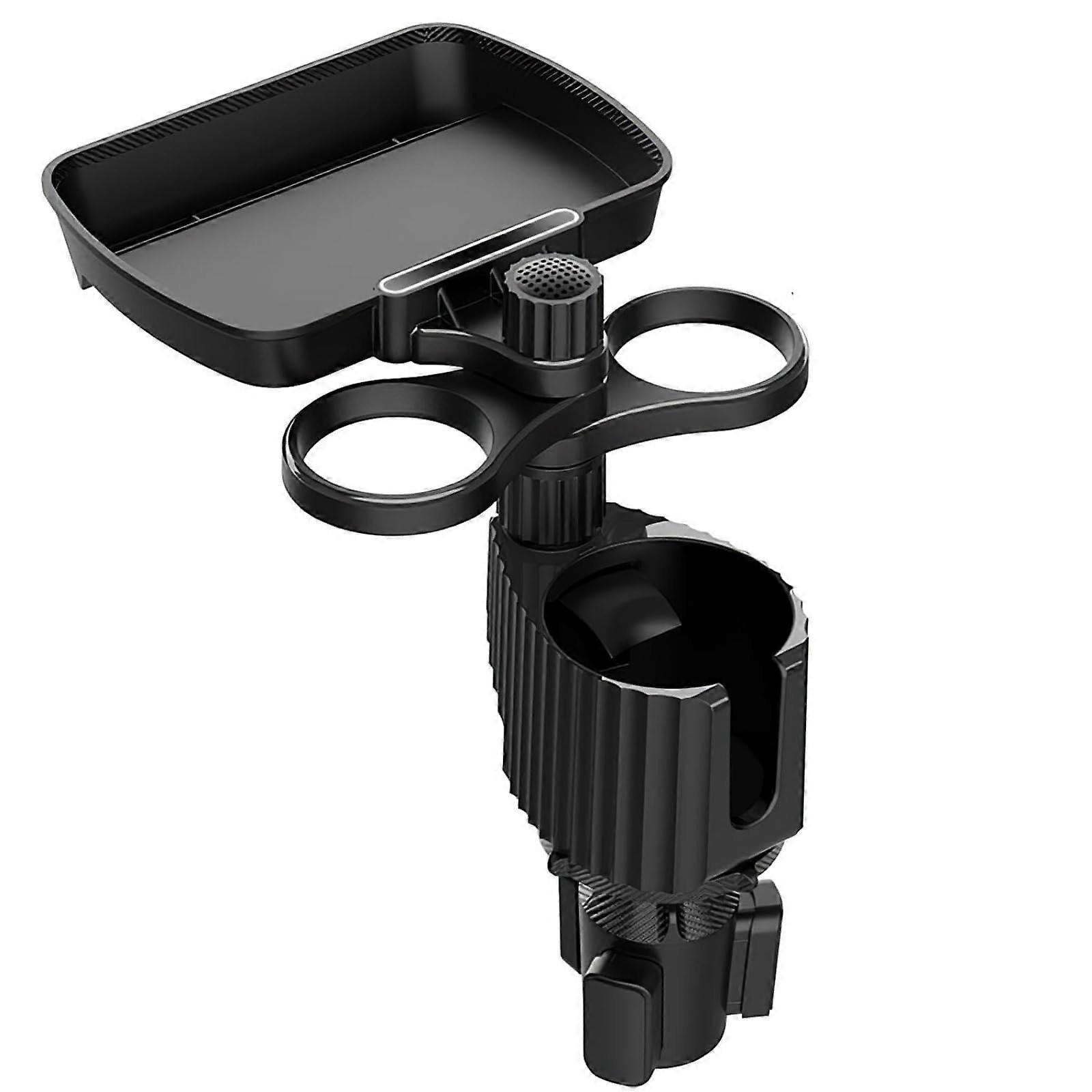 Car Cup Holder Tray with 360° Rotation and Expandable Base for Snacks and Drinks
