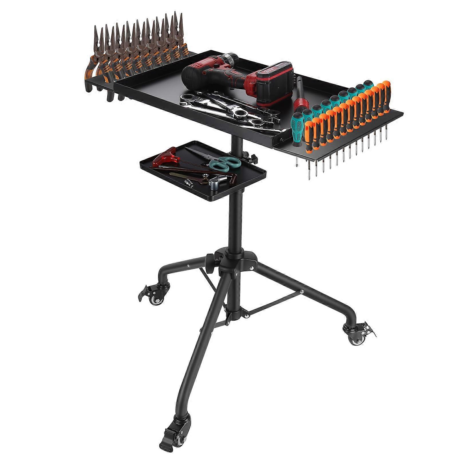 Rolling Tool Cart Adjustable Height 2435' with Locking Wheels and Removable Trays for Garage