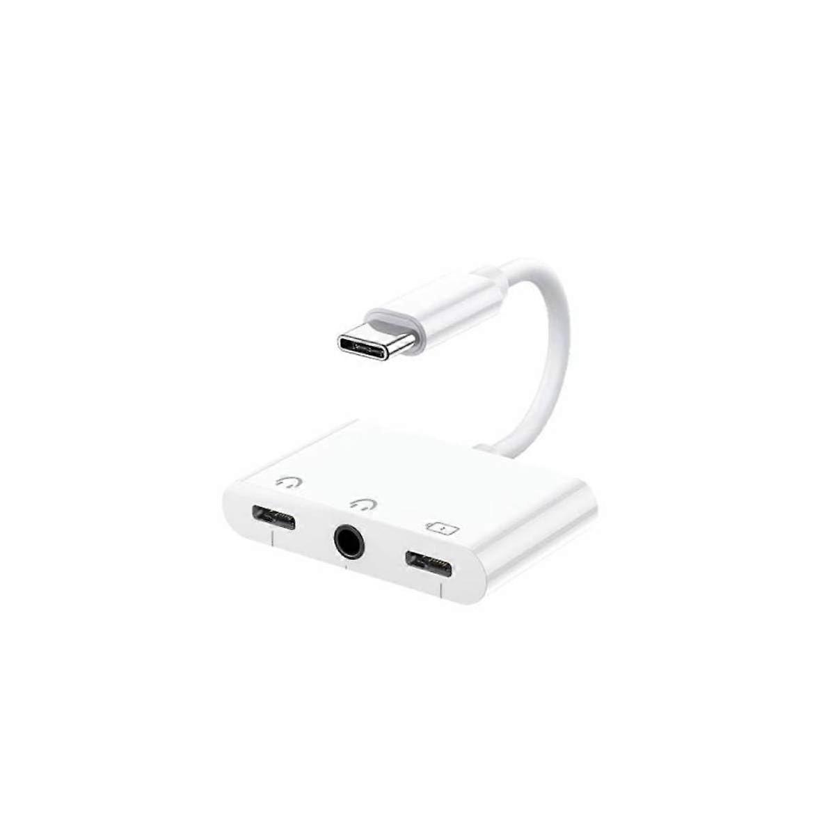 USB C to Dual 3.5mm 3 in 1 Headphone and Charger Adapter for USB C Smartphones, USBC Power PassThrough