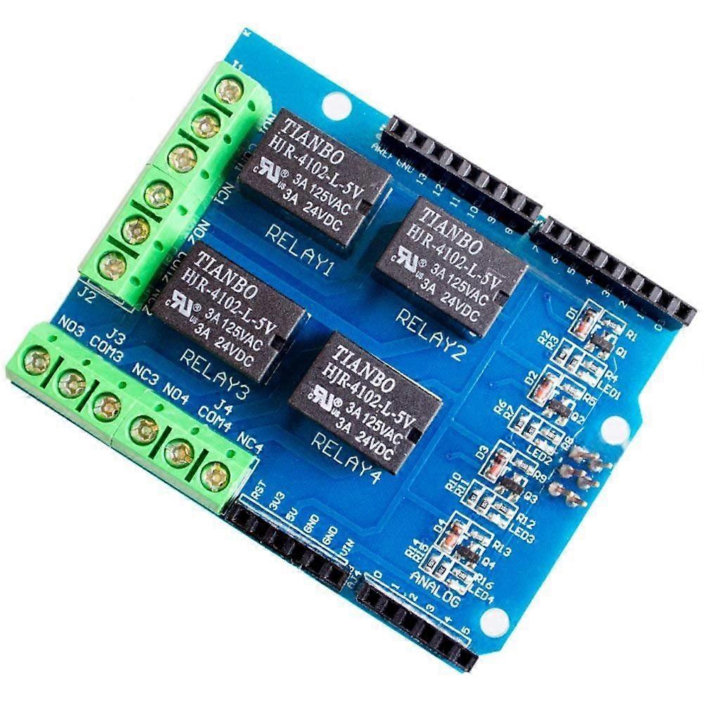 4 Channel 5V Relay Shield Module, Four Channel Relay Board, Expansion Shield For Arduino Mega 2560 R3 Compatible
