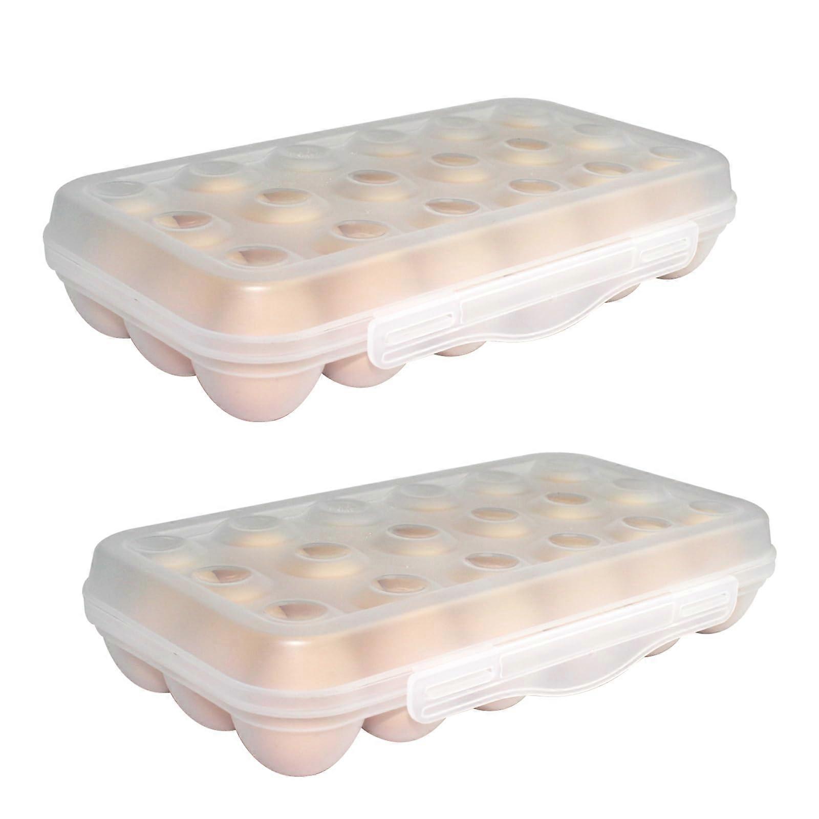 18 Egg Holder for Fridge, 2 Pack Plastic Stackable Storage Box with Lid, Egg Protection Design