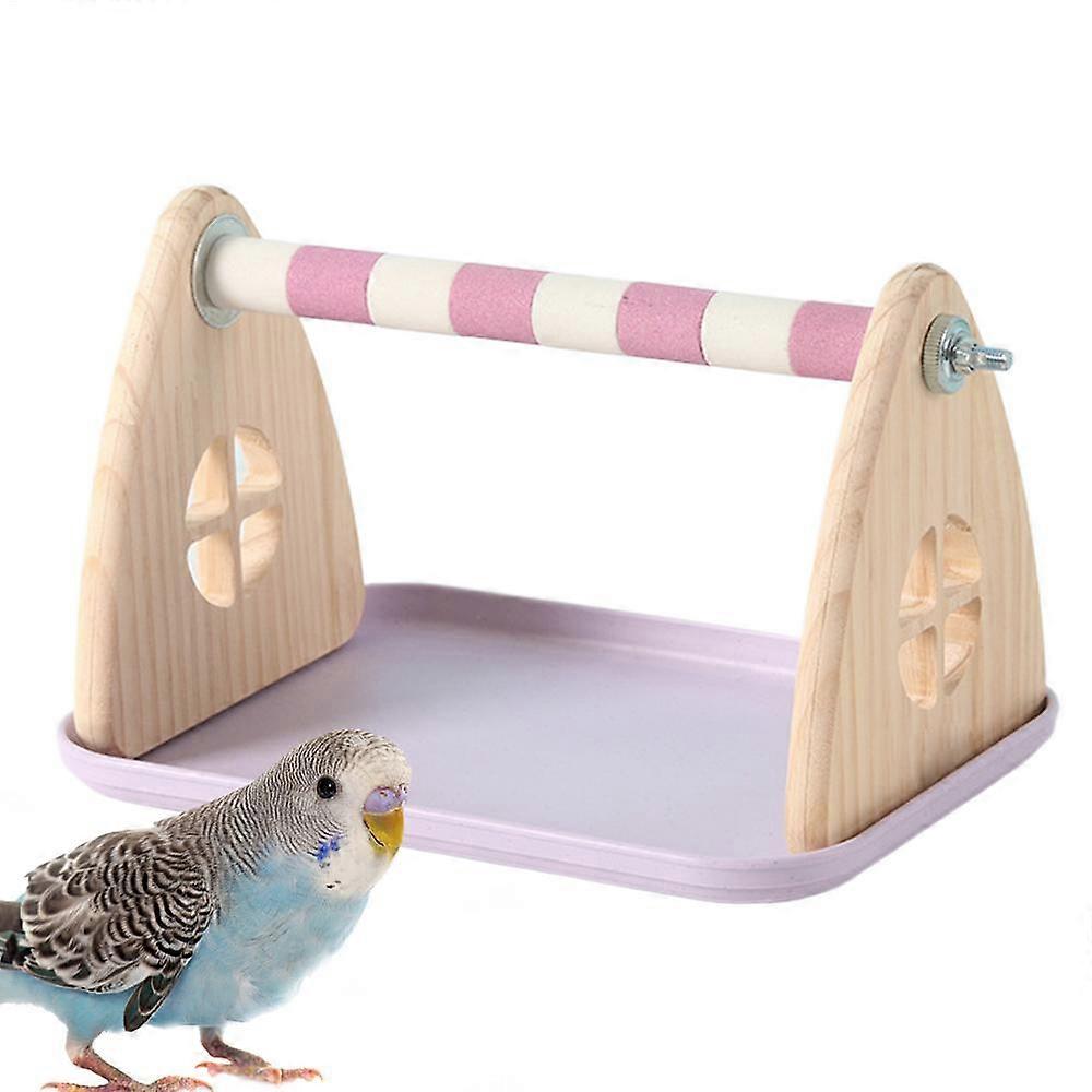 Bird Stand 5-in-1 Interactive Enrichment Toys Perch Stand With Tray For Standing Paw Grinding Climbing