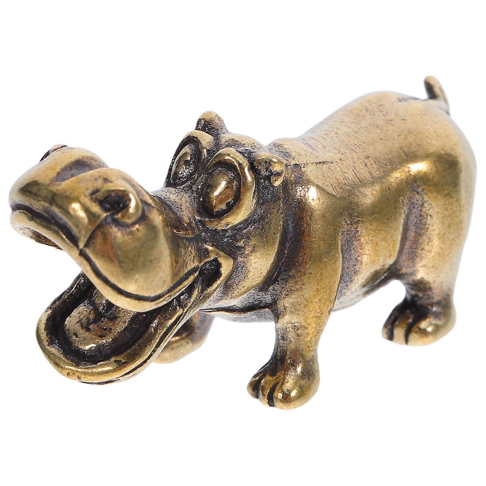 Vintage Brass Hippo Statue for Creative Home Decor