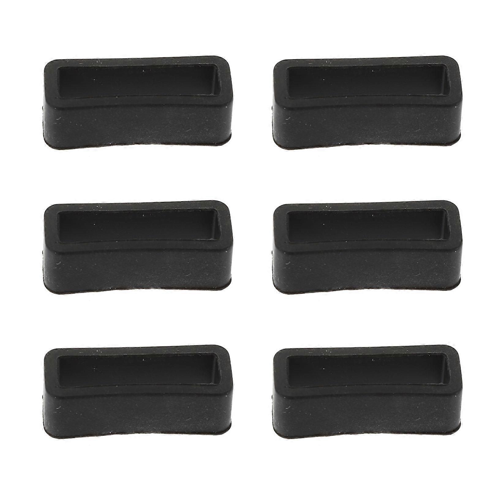Black Silicone Watchband Loop for Watch Strap Replacement 6Pcs