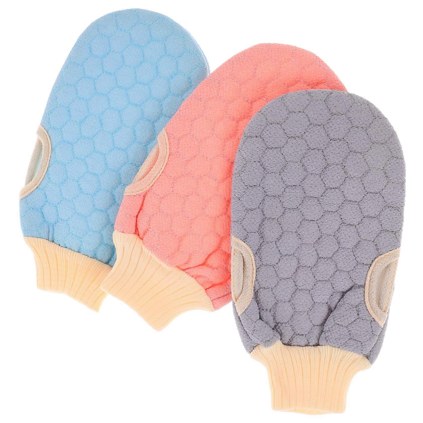 3pcs Exfoliating Gloves and Bath Scrubber Mitts for Deep Cleansing Dead Skin Removal Multiuse